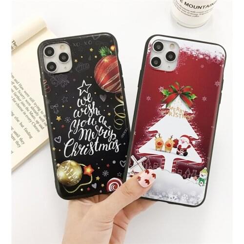Marry Christmas Holiday Tree New Year Phone Case For iPhone 12 11 Mini Pro XS MAX 8 7 6 6S Plus X SE 2020 Soft TPU Back Cover