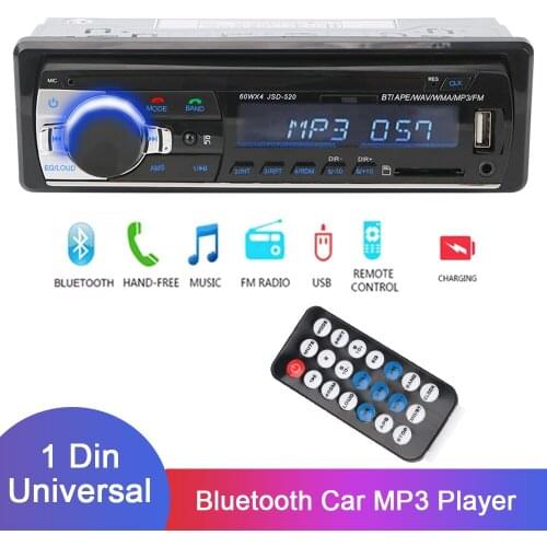 Digital Bluetooth FM Radio Stereo 12V AUX Input 1DIN In-Dash Car Radio Audio Music USB/SD Remote Control Car MP3 Player