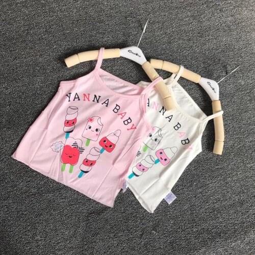 Kids Sleeveless T Shirt Cartoon Vest Kids Crop Tops Summer Underwear Cotton Tanks Baby Girls Boys Camisole