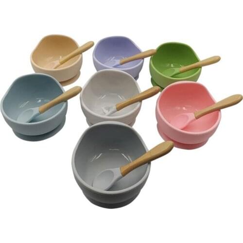 Baby Silicone Suction Cup Bowl Childrens Bowl Spoon Set Baby Replacement Tableware Food Grade Anti-drop Learning Bowl