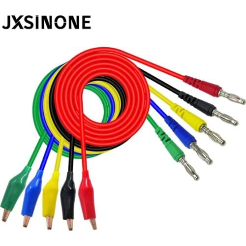 JXSINONE P1042 Shrouded Red Copper Electrical Clamp Alligator Clip to Banana Plug Test Cable Lead Tester Probe for Multimeter