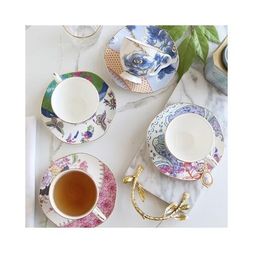 European Pastoral Flower English Afternoon Tea Bone China Coffee Cup Saucer Black Tea Cup Office Home Coffee Set Free Shipping