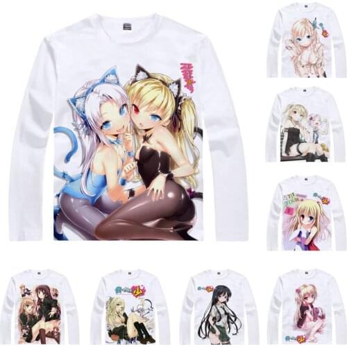 Coolprint Anime Shirt Haganai NEXT Boku Wa Tomodachi Ga Sukunai T-Shirts Long Sleeve Yozora Mikazuki Cosplay Kawaii Shirts