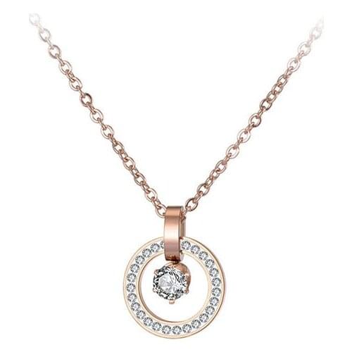 Bohemia CZ Crystal Pendant Necklace Rose Gold Stainless Steel Rhinestone Clay Neckalce Jewelry For Women Gifts N19032