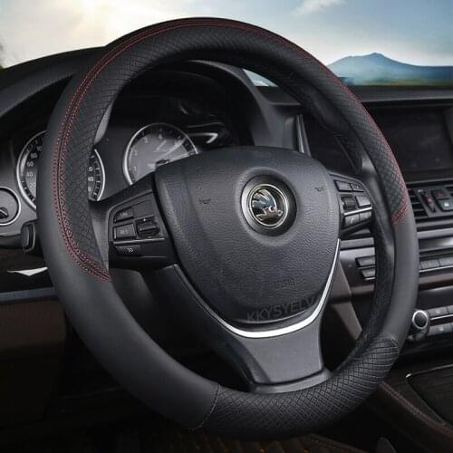 Leather Car Steering Wheel Cover for Skoda Octavia A5 A7 RS Octavia 2 3 Combi Auto interior Accessories