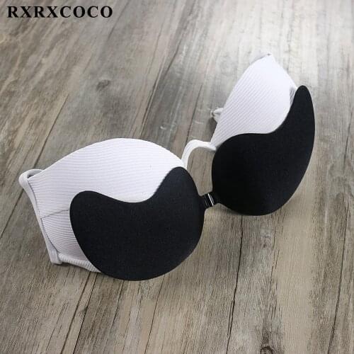 RXRXCOCO Bikini Push Up Bra Padded Swimwear Small Bust Thicker Breathable Silica Gel Front Buckle Invisible Women Paste Padding