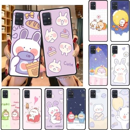 Cute Cartoon Rabbit Case For Samsung Galaxy A51 A71 A21s M31 A31 A91 A41 A42 A21 M51 M21 F41 Cas Black Shell Phone Coque Bags