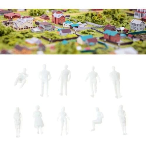 10Pcs 1:50 Scale Model Miniature White Figures Human Model Architectural Model Y4UD
