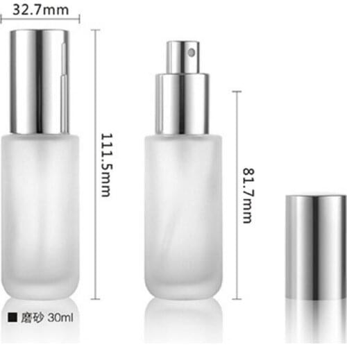 Refillable 30ML Portable New Frosted Glass Cylindrical Aluminum Spray Perfume Bottle For Travel lin3635