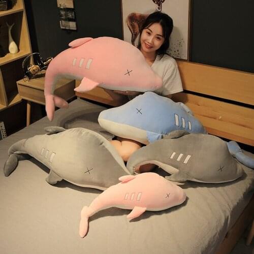 Soft Dolphin plush toy sleeping pillow cute lazy long strip pillow girl cute Korean bedroom doll