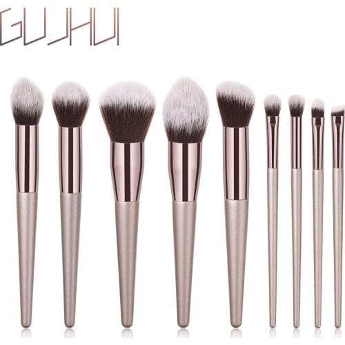 4/9/10PCS Champagne Makeup Brushes Set For Foundation Powder Blush Eyeshadow Concealer Large Make Up Brush Cosmetics Beauty Tool