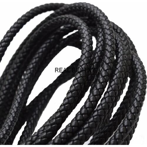 2m/lot Approx: 7mm Round Black Leather Cord DIY Rope Thread for Jewelry Making Decorative Handicrafts Accessories