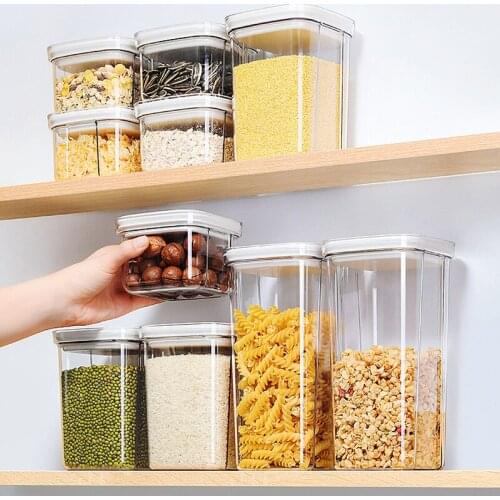 Transparent Food Storage Container Jar Set With Lid Kitchen Bulk Sealed Cans Refrigerator Multigrain Tank Container for Cereal