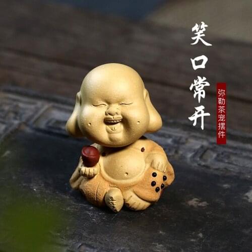 Ore all hand purple sand tea pet section laughs a little monks furnishing articles maitreya tea play clay model