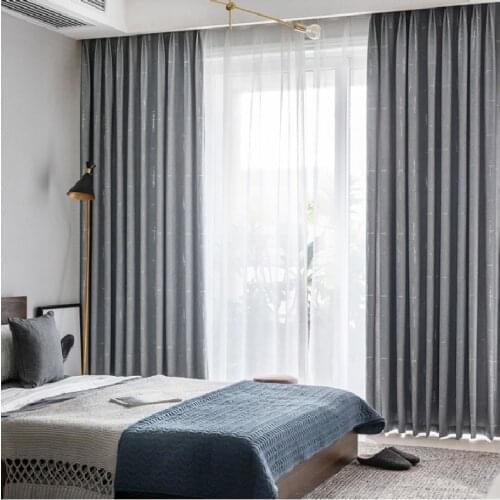Cusotm Nordic Modern Minimalist Bedroom Bay Window Blackout Curtains Finished for Bedroom Living Room Shading Curtains