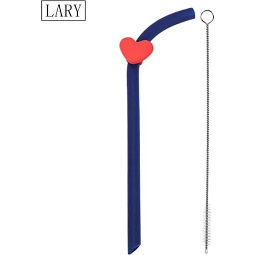 LARY Silicone Straws Reusable Food Grade Straight Bent Druable Drinking Straw Thermostability Eco-Friendly 20cm