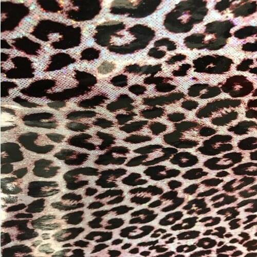 Synthetic PU Laser Glossy Leopard Print leather material