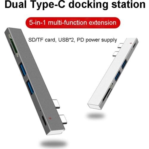 USB Hub SD/TF Card Reader Aluminum Alloy Multi Type C Hub Cable Adapter USB Expander Plug Computer Accessories