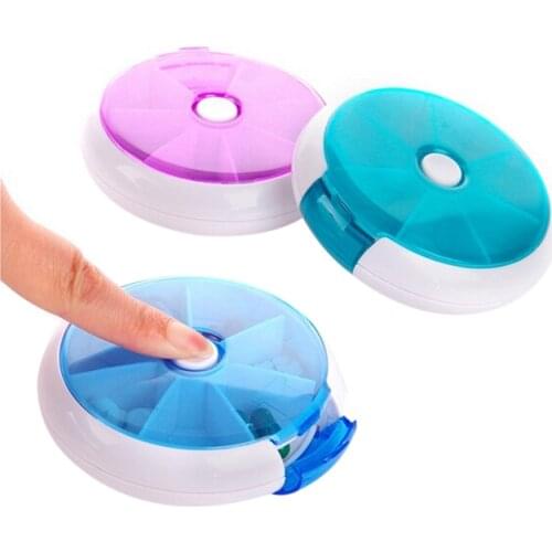 Weekly Press Rotating Pill Box Travel Pill Case Splitter Pill Organizer Medicine Box 7 Days Pill Cutter Tablet Container