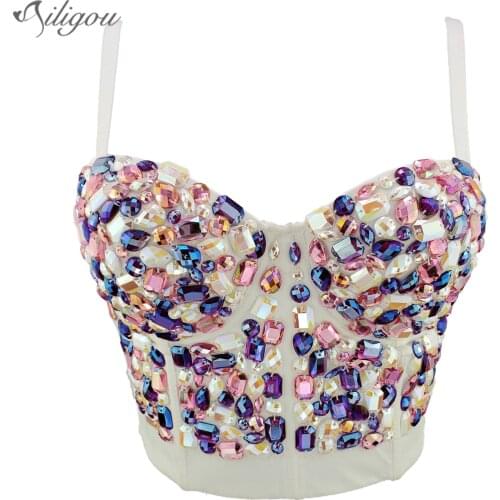 Ailigou 3 Colors Women Sexy Designer Beading Colorful Cotton Camisole Tops Summer 2021 High Street Short Camis Crop Tops