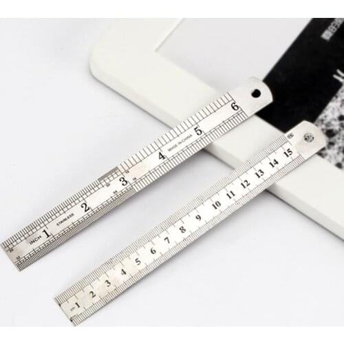 1pc 15cm Stainless Steel Metal Straight Ruler Ruler Tool Precision Double Sided Measuring Tool Office stationery