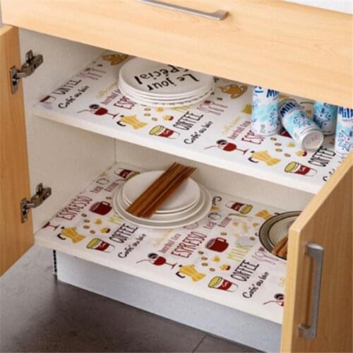 1 Roll Kitchen Sticker Table Mat Drawers Cabinet Shelf Liners Cupboard Placemat Waterproof Oil Proof Cabinet Mat
