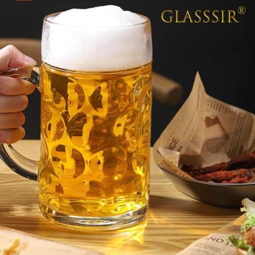 1000ML Solid Heavy Large Beer Glass with Handle Traditional Beer Mug Glasses Tankard Coffee Tea Everyday Drinking Cocktail Glass