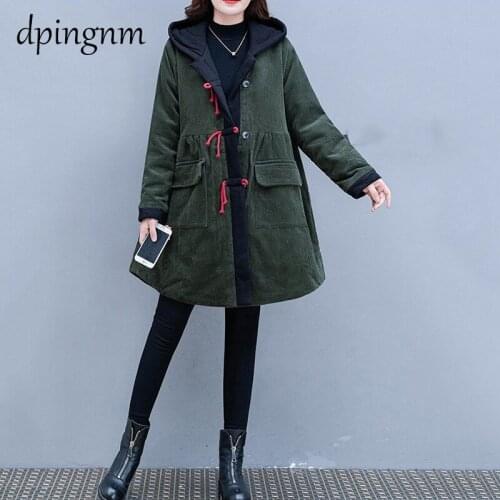 2020 New Design Winter Coat Womens Parka Insulated Loose Cut With Patch Pockets Casual Loose Jacket Stand Collar Hooded