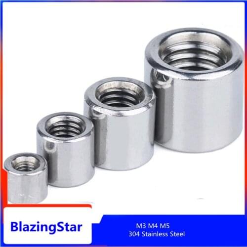 5PCS M3 M4 M5 304 stainless steel round connecting nuts,lengthened round connecting nuts