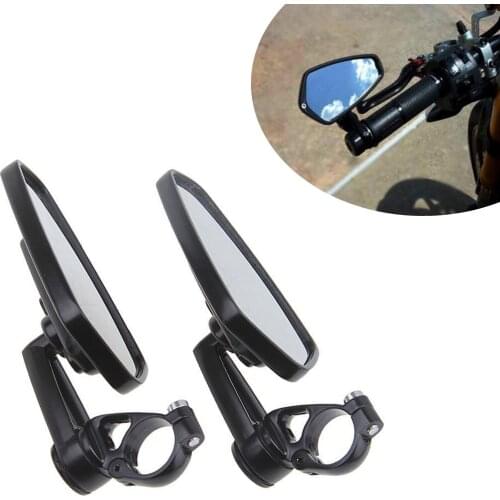 7/8" Universal Motorcycle Bar End Rearview Mirrors Rear View Handle Side Mirrors Oval Aluminum For Suzuki Kawasaki Yamaha