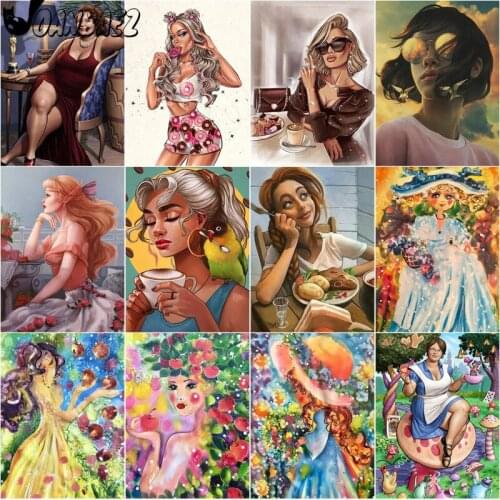 Fashion Girl Diamond Painting Abstract Figure Cross Stitch Embroidery 5D Diy Mosaic Kit Hand Inlaid Gift Design Wall Decoration