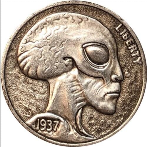 American buffalo hobo coin alien coin UFO coin gift souvenir