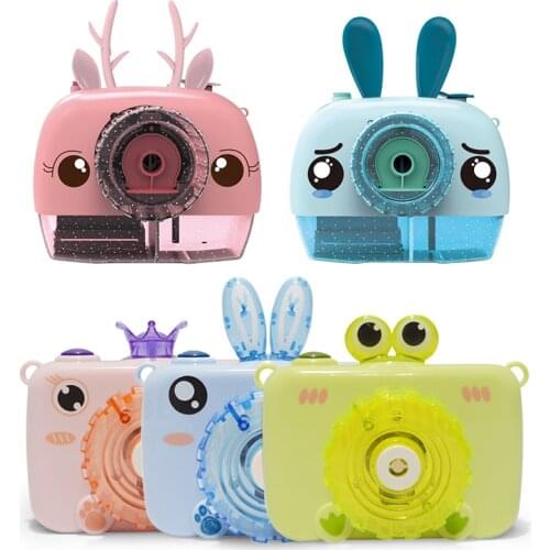 2021new Toys For Children Cartoon Animals Bubble Machine Light Music Automatic Bubble Blowing Camera For Children Gift Toys