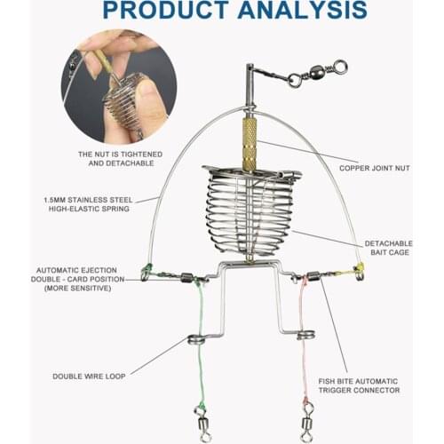 Automatic Fishing Gear Multi-function Tackle Double Hook Fish Launcher Lazy Alarm FK88