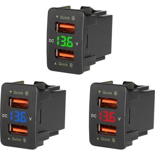 Car Automatic Charger Dual-USB Ports Fast Charge LED Voltmeter Socket for-Honda