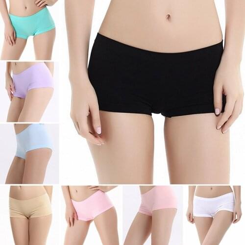 Seamless Boxers Panties Underwear Sexy Women Low Waist Solid Color Breathable Boyshorts Comfortable Female Shorts Sport Briefs