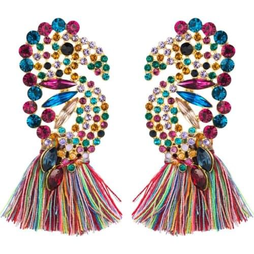 Shiny Colorful Parrot Dangle Earrings Full Rhinestone Short Tassel Drop Earrings for Women ZA Bird Luxury Ear Jewelry ET1320