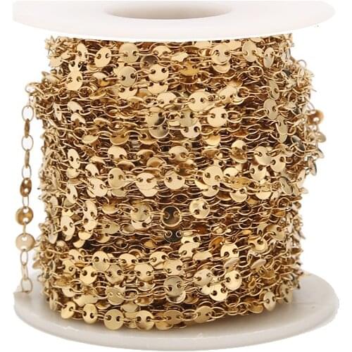 2Meters 4mm Width Gold Tone Stainless Steel Round Link Chain Bulk Cable Chains for DIY Jewelry Making Findings Necklace Bracelet