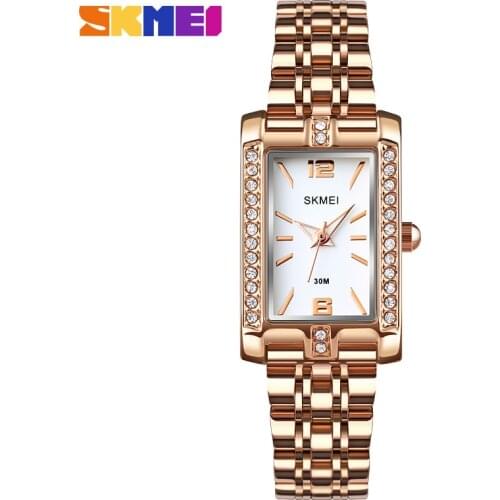 SKMEI Luxury Ladies Watch Womens Rhinestone Clock Woman Fashion Rectangular 2021 Modern Wristwatches montre femme 1690