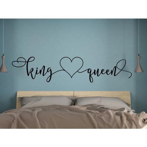 King Love Queen Decals Master Bedroom Headboard Decor Wall Sticker Vinyl Art Home Decoration Wedding Room Removable Murals 4463