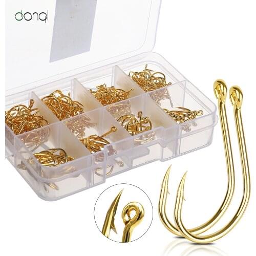DONQL 300pcs High Carbon Steel Barbed Fishing Hook Carp Fishook jig Hook Fishing Tackle Bait Holder Jig Head FishHook