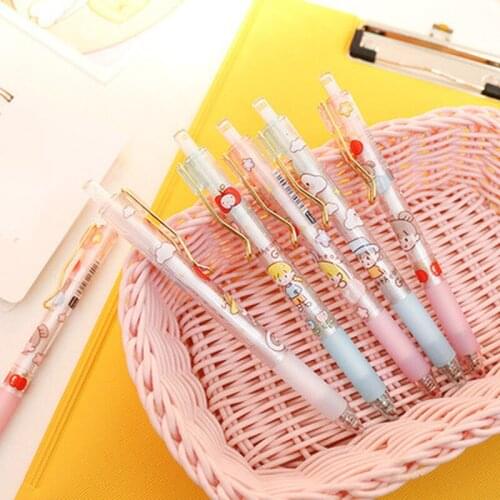 1 PCS/Set Gel Pen Cute Cartoon 0.5mm Balck Ink Press Gel Pen Writing Pen Office Supply Stationery for Student School Supplies