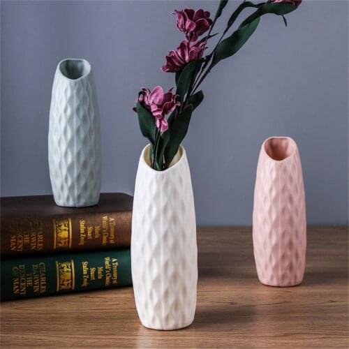 Geometric Flower Vase Decoration White Anti-falling Flower Pot Arrangement Container Basket Wedding Home Office Decoration 2021
