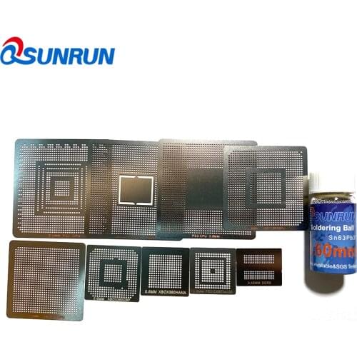 Hottest 9PCS BGA Stencil PS3 Xbox Reballing Stencils Kit with 1 Bottle 25K Solder Ball 0.6mm