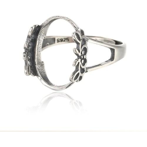 Ring Setting for 12x16mm Oval Cabochons Ring Blank Thai Sterling Silver Adjustable Band Ring Base SR0010