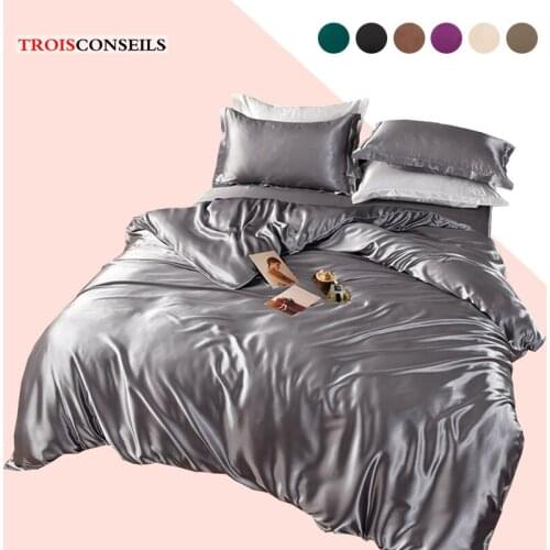 High Quality Bedding Set Solid Color Luxury Bedding Kit Rayon Satin Duvet Cover Set Twin Queen King Size Bed Set 3pcs/4pcs