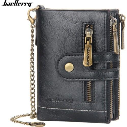 Short Card Wallet Men Luxury Designer Purses Credit Card Holder Coin Purse Male Small Zipper And Hasp Leather Wallets With Chain