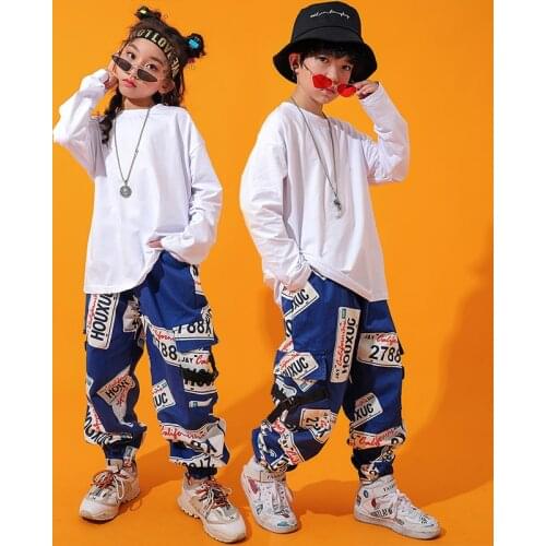 Jazz Dance Costume Kids Loose Hiphop Street Dance Rave Outfit Children Stage Performance Clothing Practice Clothes DC2757