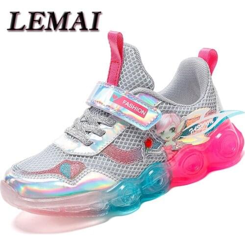 LEMAI 2021 Summer Rainbow Kids Sport Shoes For Girls Sneakers Students Breathable Mesh Children Shoes Girls Sneakers Light Shoes