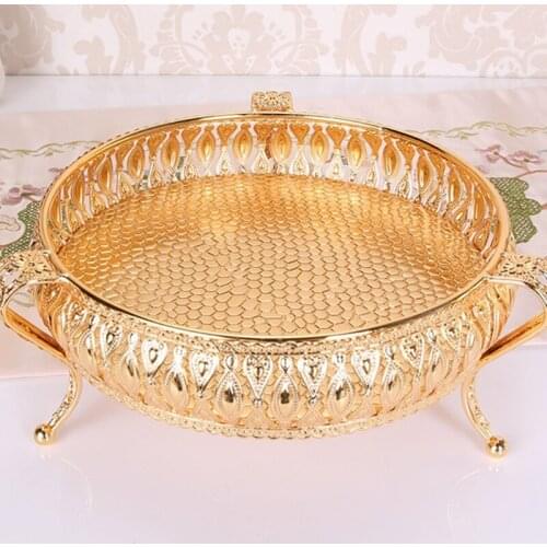 European Style Metal Fruit Serving Tray Storage Box Multifunctional Snack Dish Plate Wedding Tea Party Display Stand
